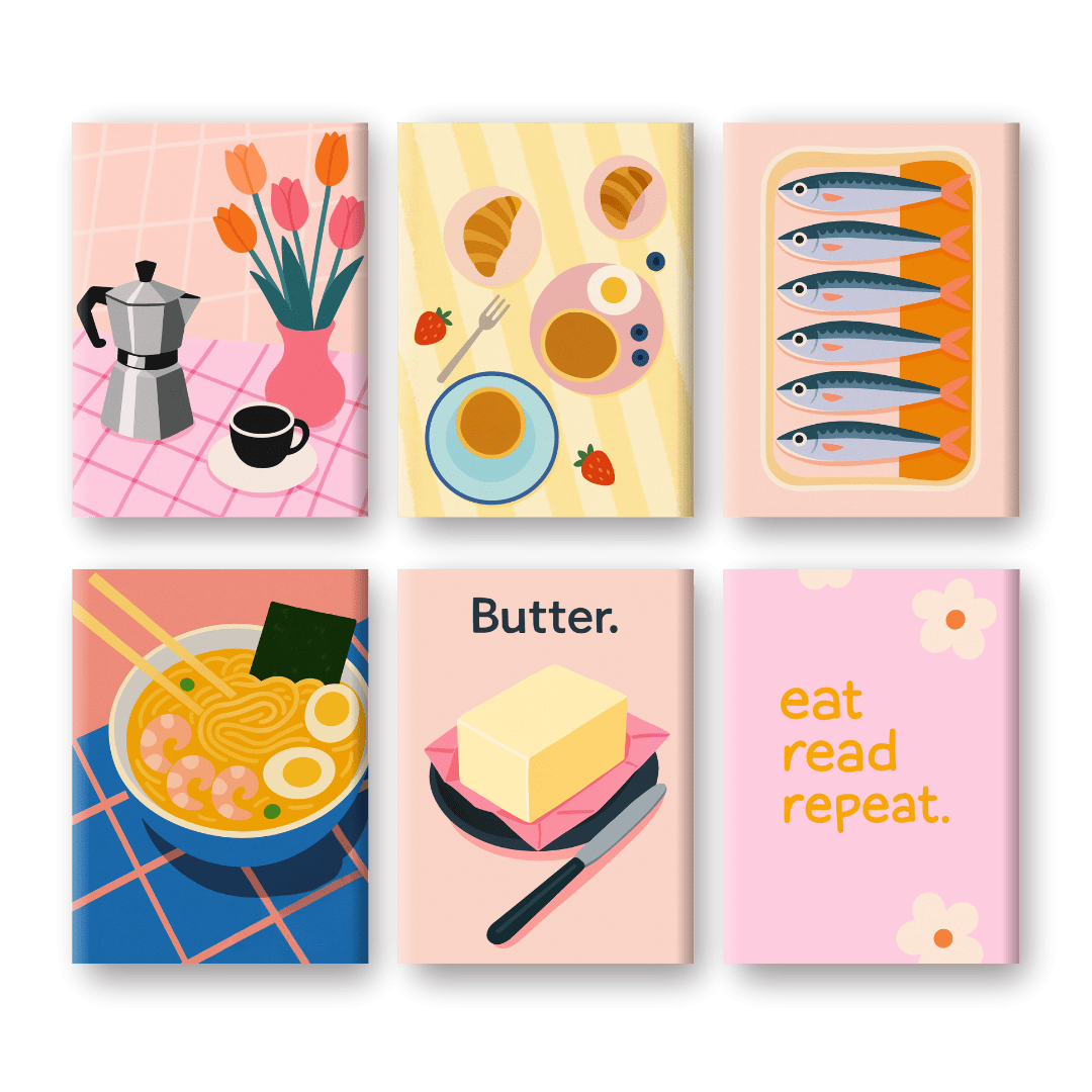 6 Mini-Gemälde | Retro Brunch Set-Malen nach zahlen