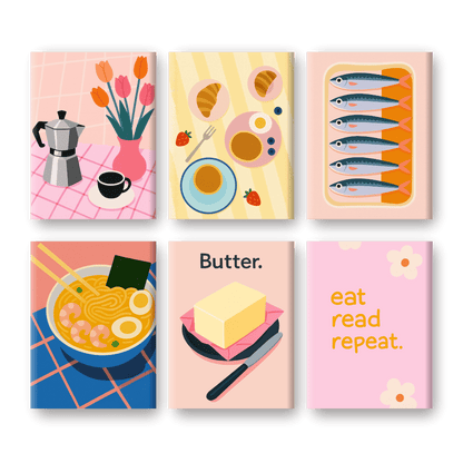 6 Mini-Gemälde | Retro Brunch Set-Malen nach zahlen