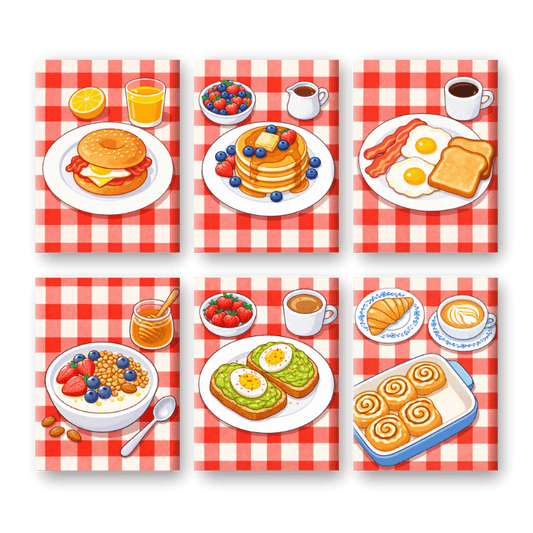 6 Mini-Gemälde | Salziges & Süßes Frühstücks Set-Malen nach zahlen