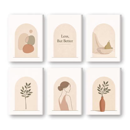 6 Mini-Gemälde | Einfaches Leben Set - Malen nach Zahlen