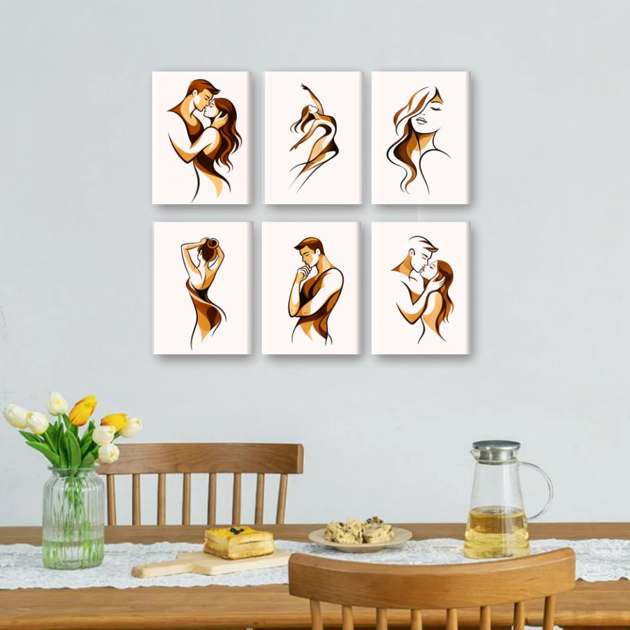 6 Mini-Gemälde | Sanfte Umarmung Set