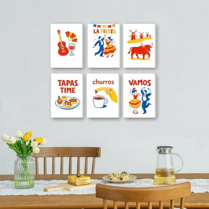 6 Mini-Gemälde | Spanisches Fiesta Set