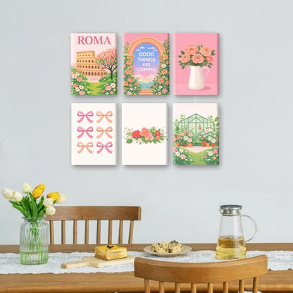 6 Mini-Gemälde | Frühling in Rom-Set