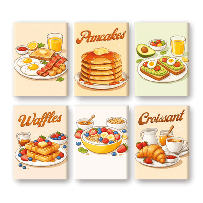 6 Mini-Gemälde | Sonntagsbrunch Set-Malen nach zahlen