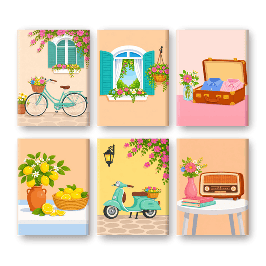 6 Mini-Gemälde | Sonniges Italien Set-Malen nach zahlen