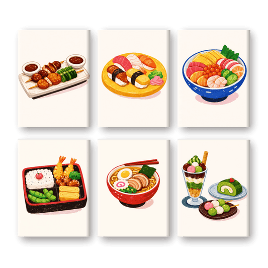 6 Mini-Gemälde | Sushi-Dinner Set-Malen nach zahlen