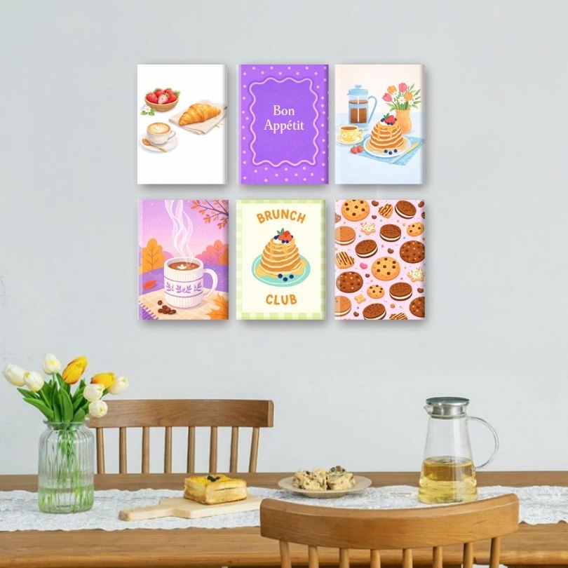 6 Mini-Gemälde | Süßes Frühstücks Set
