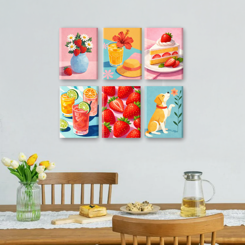6 Mini-Gemälde | Süßer Sommer Set