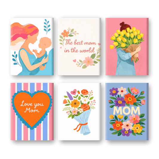 6 Mini-Gemälde | Fröhliche Muttertag Set - Malen nach Zahlen