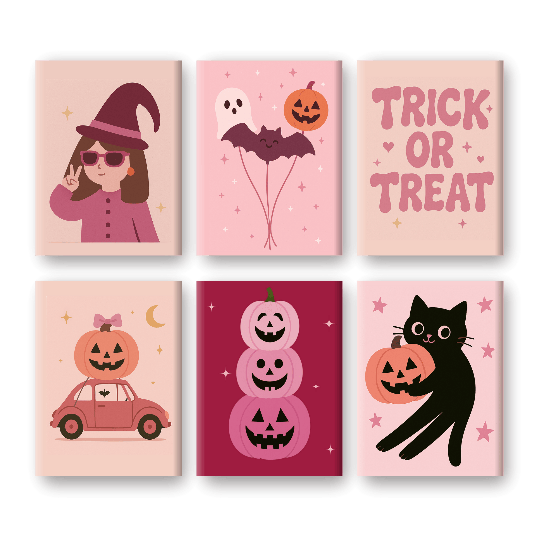 6 Mini-Gemälde | Trick or Treat Set-Malen nach zahlen