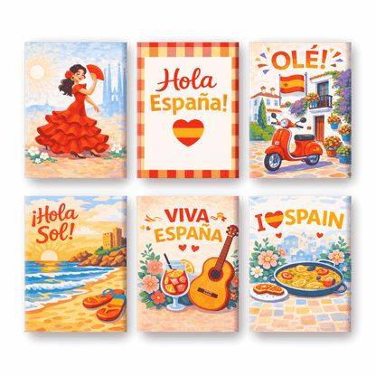 6 Mini-Gemälde | Viva Spanien Set-Malen nach zahlen