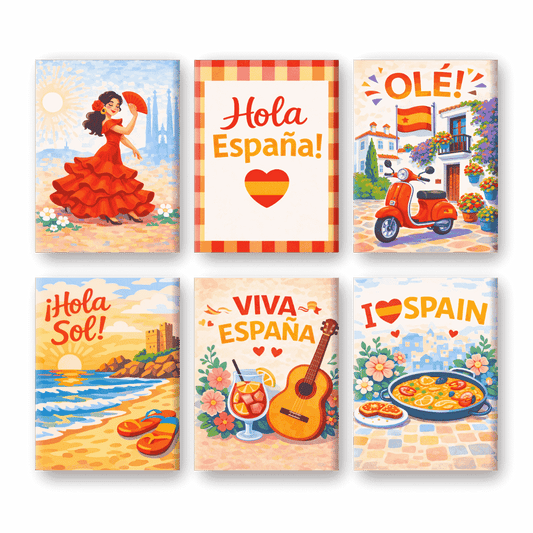 6 Mini-Gemälde | Viva Spanien Set-Malen nach zahlen