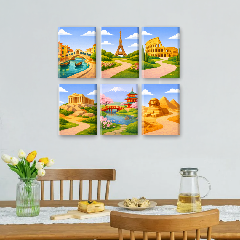 6 Mini-Gemälde | Weltreise Set