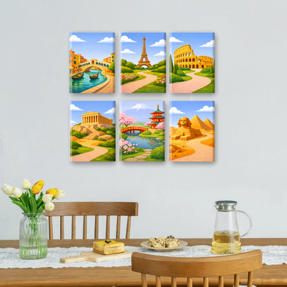 6 Mini-Gemälde | Weltreise Set