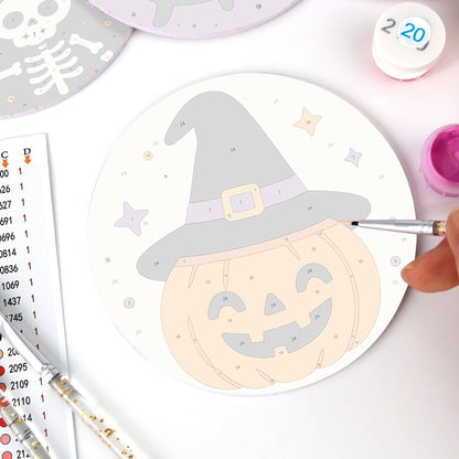 Malen nach Zahlen Untersetzer-Set – Süßes Halloween