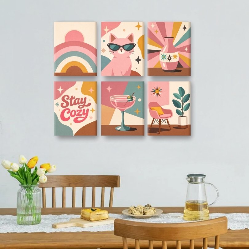 6 Mini-Gemälde | Stay Cozy Set