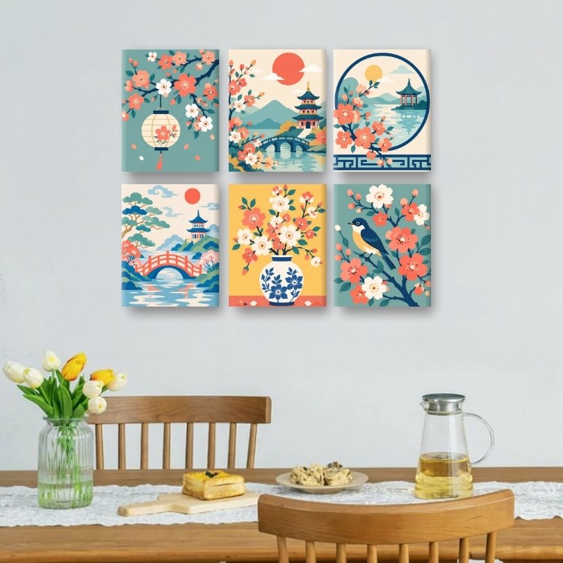 6 Mini-Gemälde | Sakura Träume Set