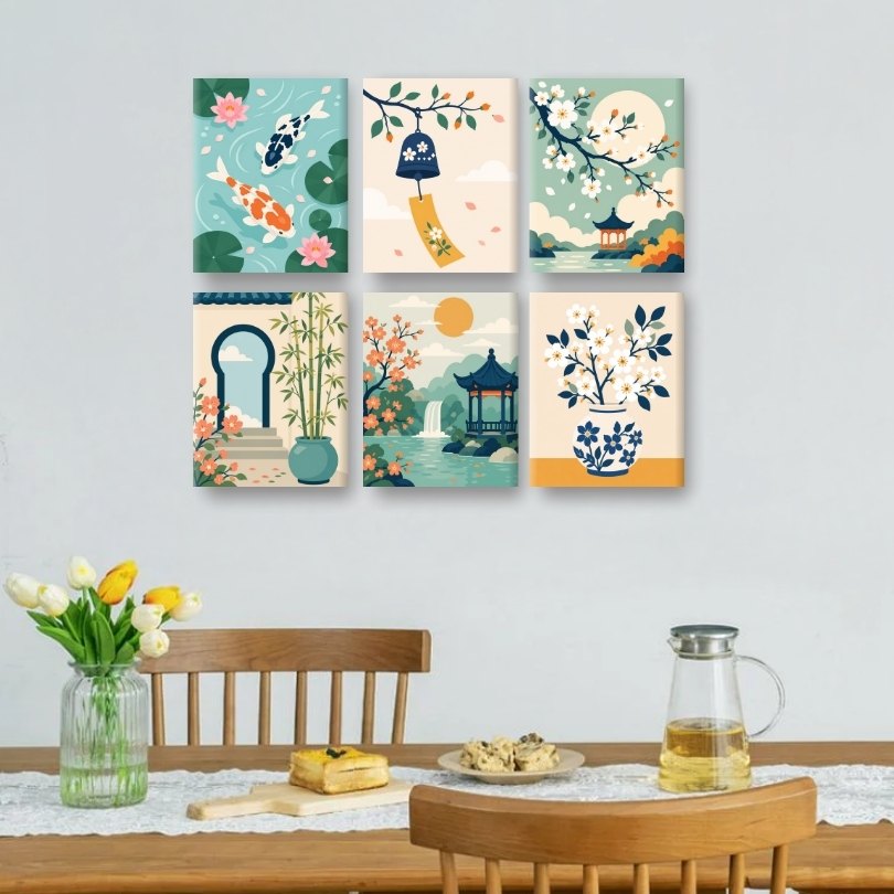 6 Mini-Gemälde | Zen Garten Set