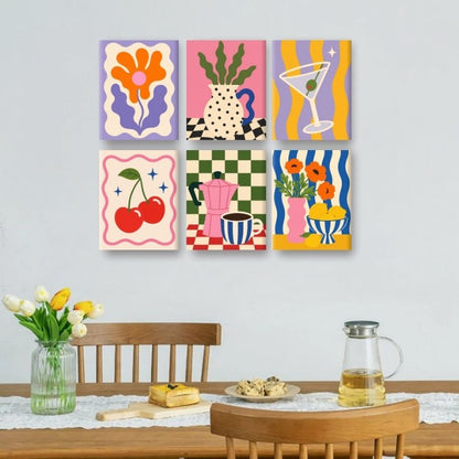 6 Mini-Gemälde | Strahlende Blüten Set