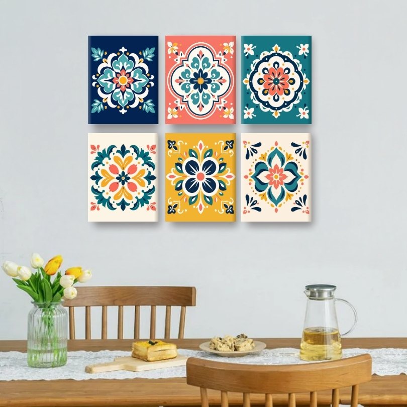 6 Mini-Gemälde | Mandala Kunst Set