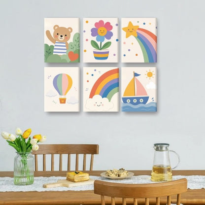 6 Mini-Gemälde | Regenbogen & Sonnenschein Set