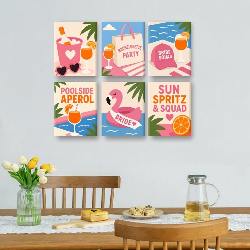 6 Mini-Gemälde | Aperol Mädelsabend Set