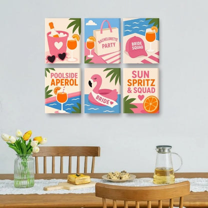 6 Mini-Gemälde | Aperol Mädelsabend Set
