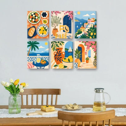6 Mini-Gemälde | Sonnige Türen Set