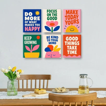 6 Mini-Gemälde | Positive Sprüche Set
