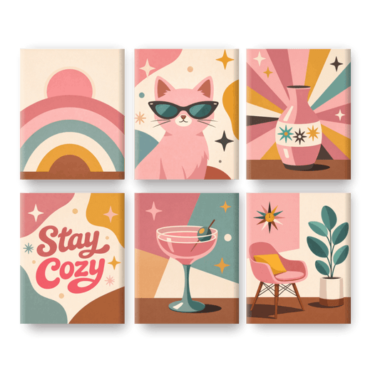 6 Mini-Gemälde | Stay Cozy Set - Malen nach Zahlen