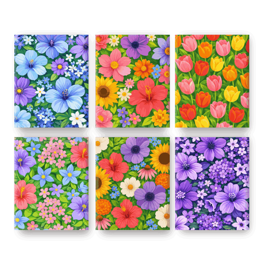 6 Mini-Gemälde | Schöne Blumen Set - Malen nach Zahlen