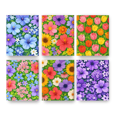 6 Mini-Gemälde | Schöne Blumen Set - Malen nach Zahlen