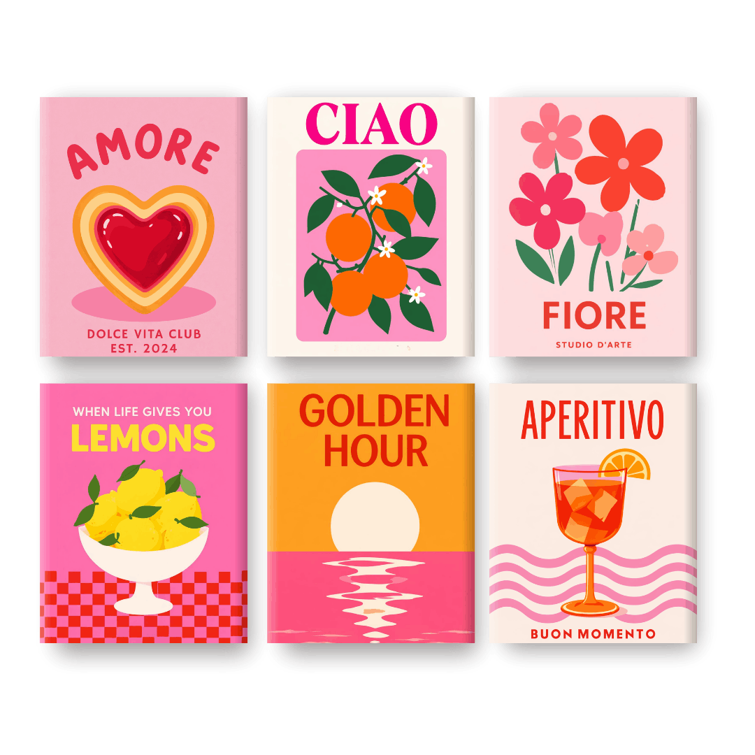 6 Mini-Gemälde | Amore & Aperitivo Set - Malen nach Zahlen