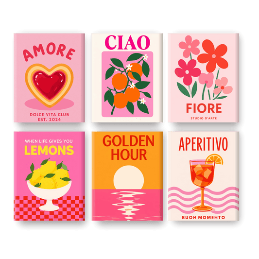 6 Mini-Gemälde | Amore & Aperitivo Set - Malen nach Zahlen