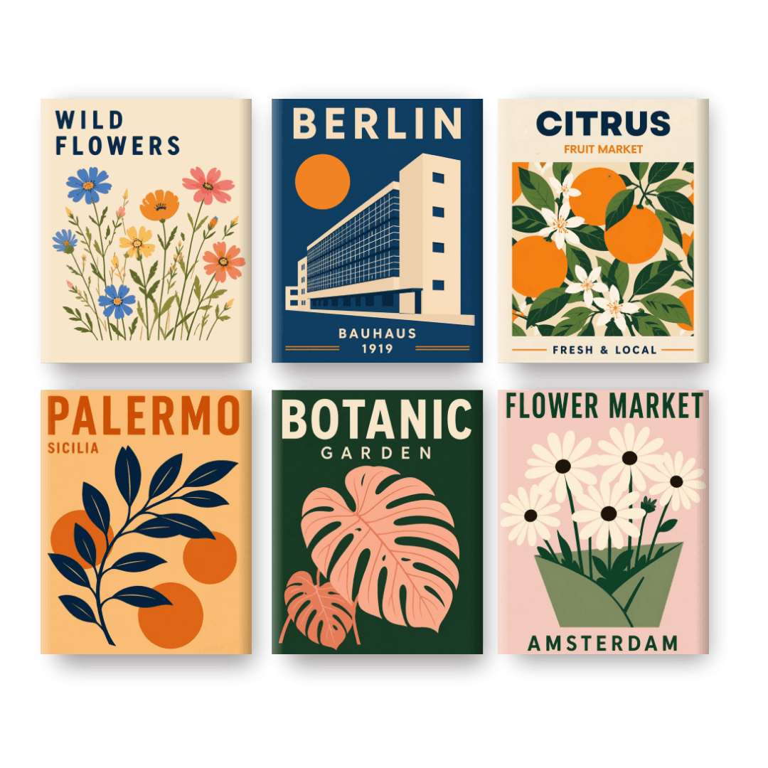 6 Mini-Gemälde | Wilder Garten Set - Malen nach Zahlen