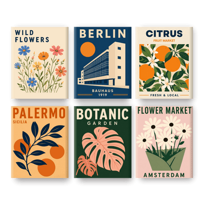 6 Mini-Gemälde | Wilder Garten Set - Malen nach Zahlen