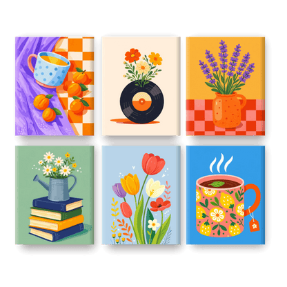 6 Mini-Gemälde | Florale Momente Set - Malen nach Zahlen