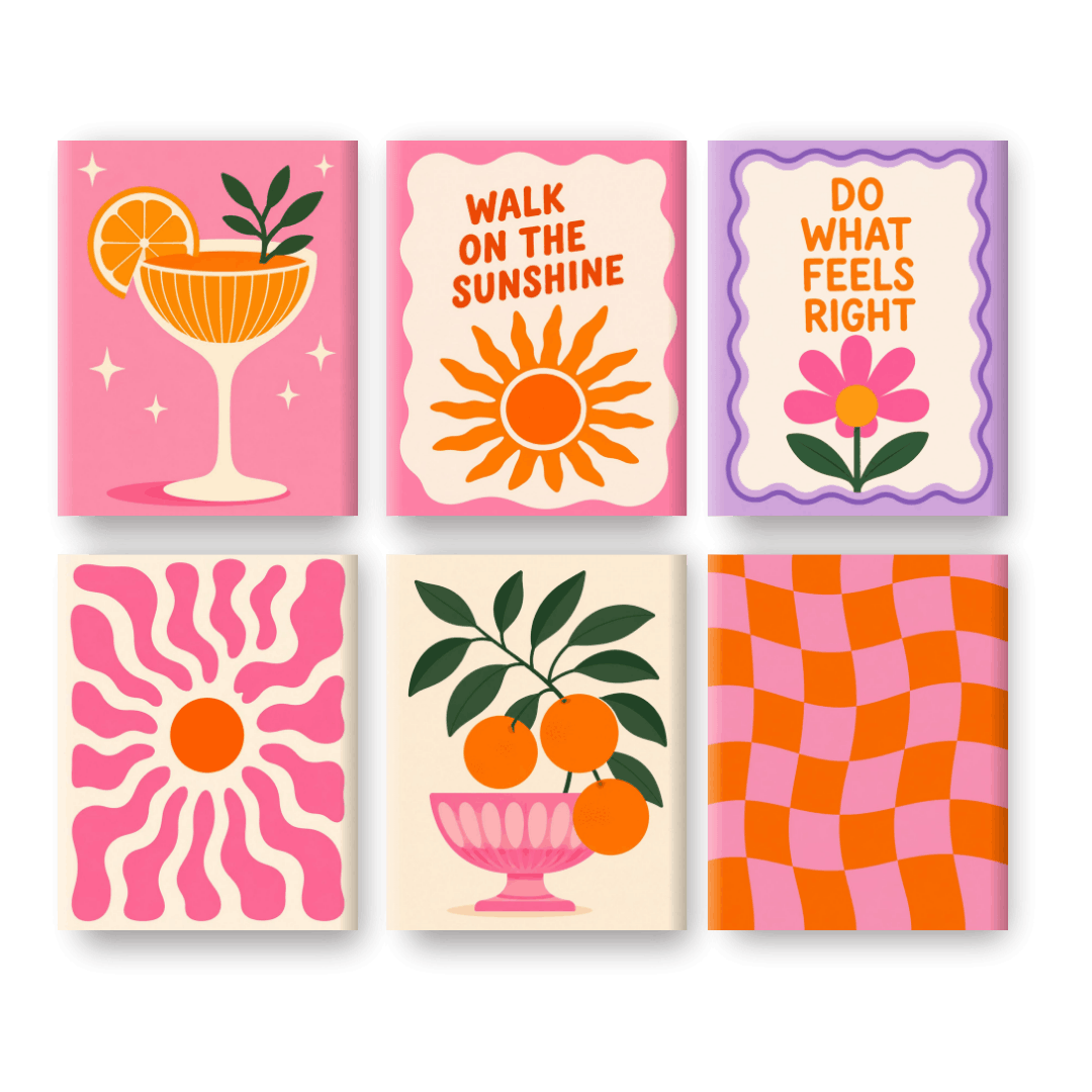 6 Mini-Gemälde | Hallo Sonnenschein Set - Malen nach Zahlen