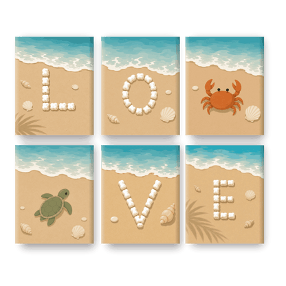 6 Mini-Gemälde | Strandliebe Set - Malen nach Zahlen