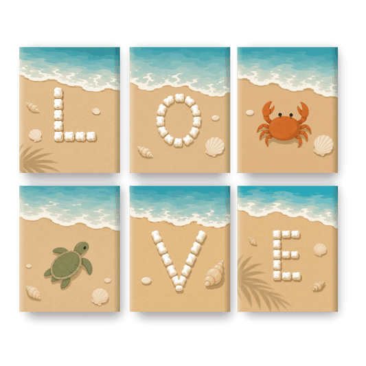 6 Mini-Gemälde | Strandliebe Set - Malen nach Zahlen