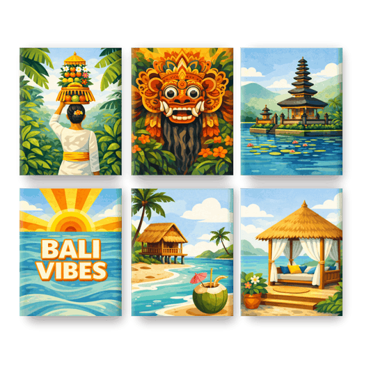 6 Mini-Gemälde | Bali-Vibes-Set - Malen nach Zahlen