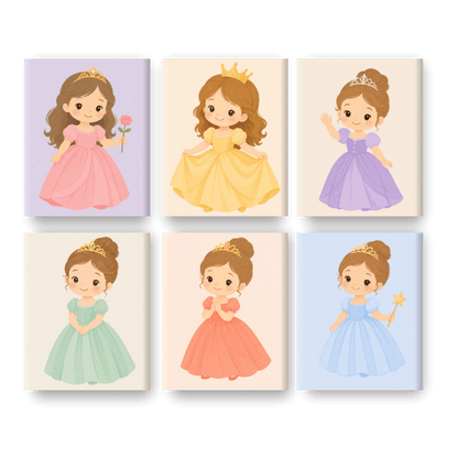 6 Mini-Gemälde | Kleine Prinzessin Set - Malen nach Zahlen