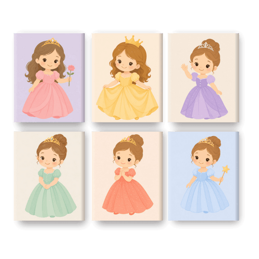 6 Mini-Gemälde | Kleine Prinzessin Set - Malen nach Zahlen