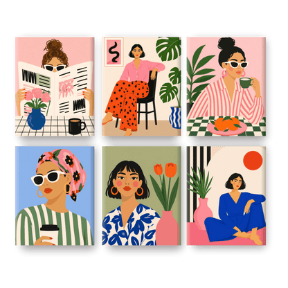 6 Mini-Gemälde | Femme Forte Set - Malen nach Zahlen