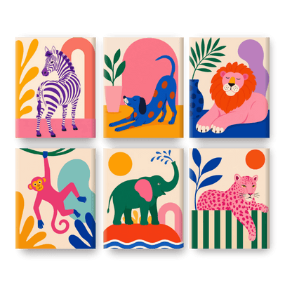 6 Mini-Gemälde | Wild & Mutig Set - Malen nach Zahlen