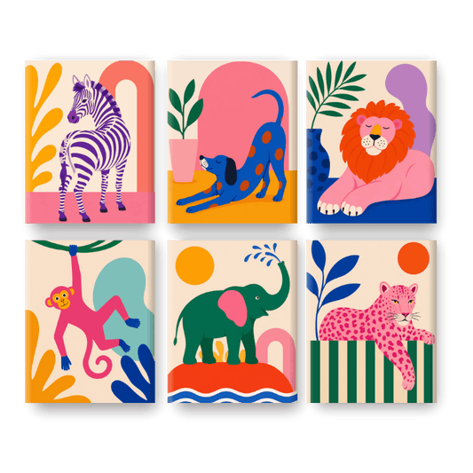 6 Mini-Gemälde | Wild & Mutig Set - Malen nach Zahlen