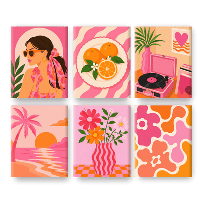 6 Mini-Gemälde | Trendy Girl Set - Malen nach Zahlen