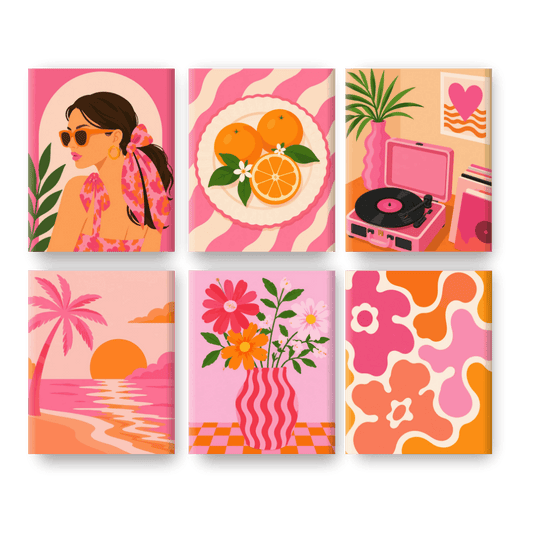 6 Mini-Gemälde | Trendy Girl Set - Malen nach Zahlen