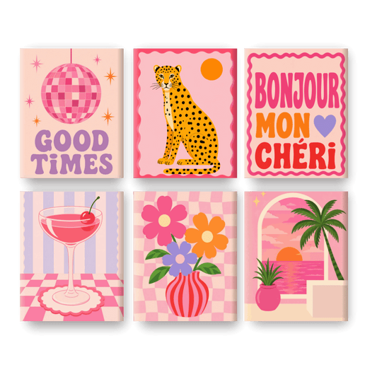 6 Mini-Gemälde | Bonjour Mon Chéri Set - Malen nach Zahlen