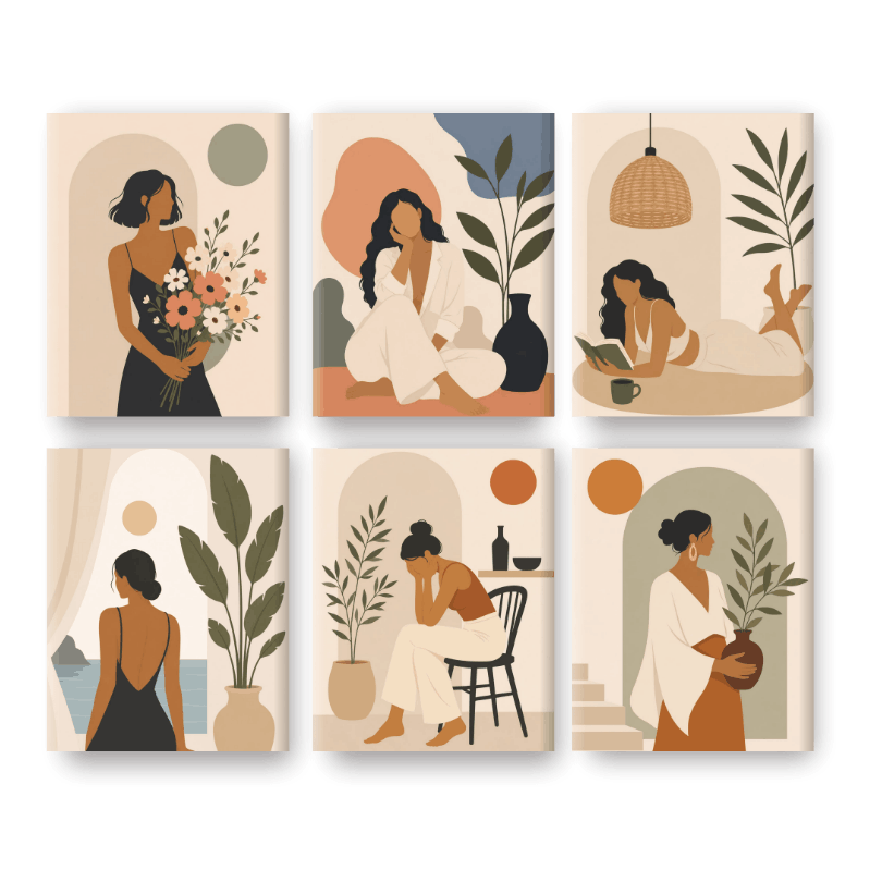 6 Mini-Gemälde | Slow Life Set - Malen nach Zahlen
